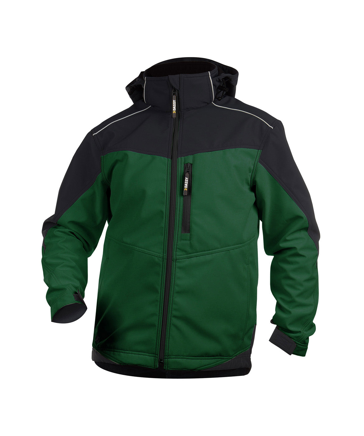 DASSY® Jakarta Zweifarbige Softshell-Jacke flaschengrün/schwarz