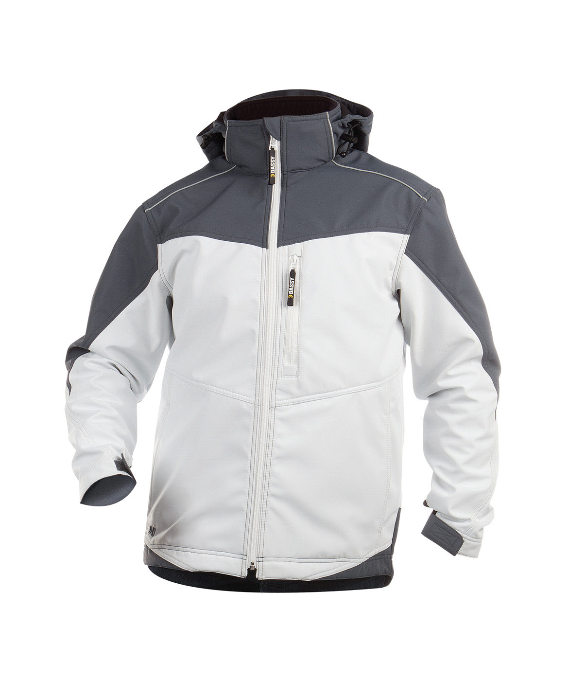 DASSY® Jakarta Zweifarbige Softshell-Jacke weiß/zementgrau