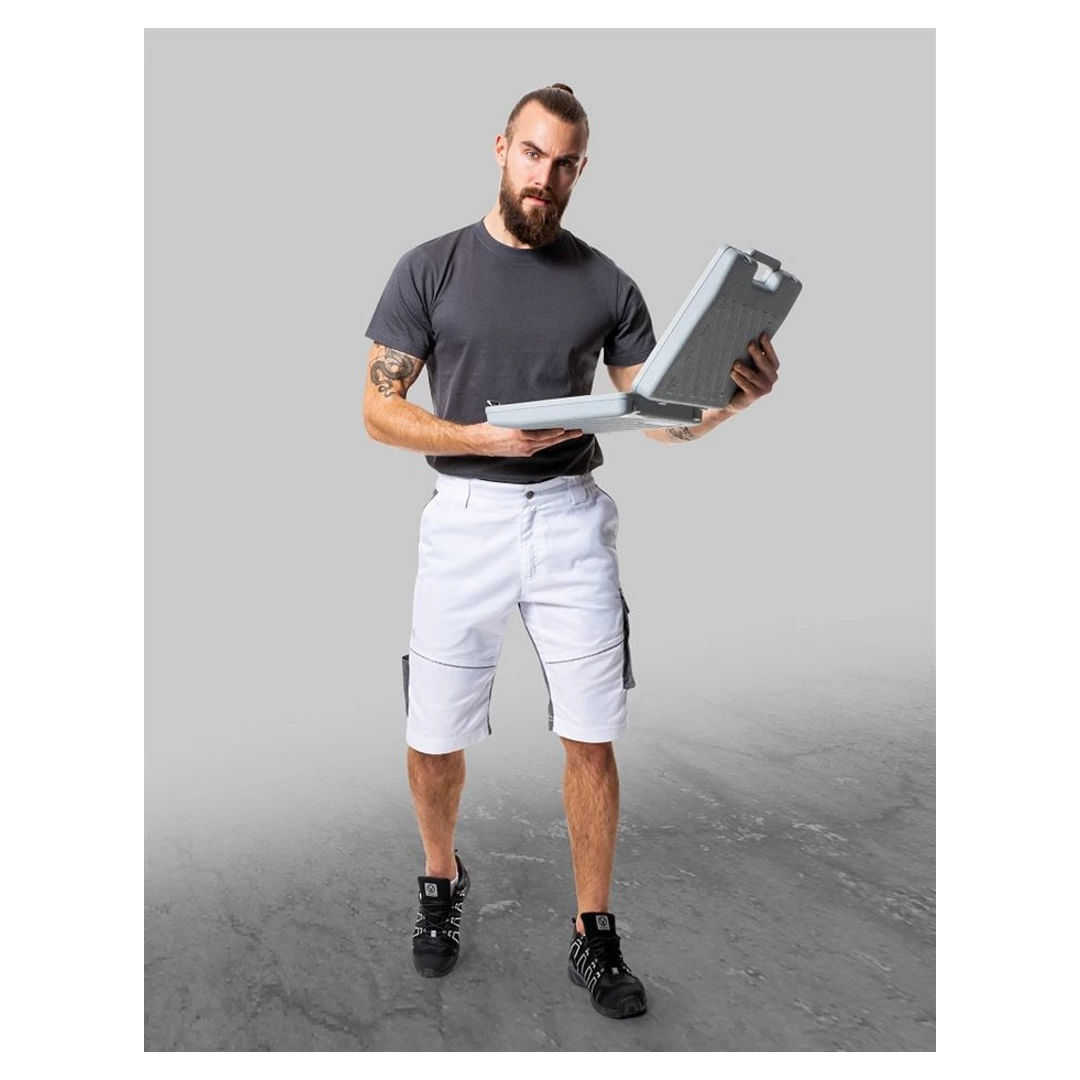 Kurze Malerhose Herren weiss-grau