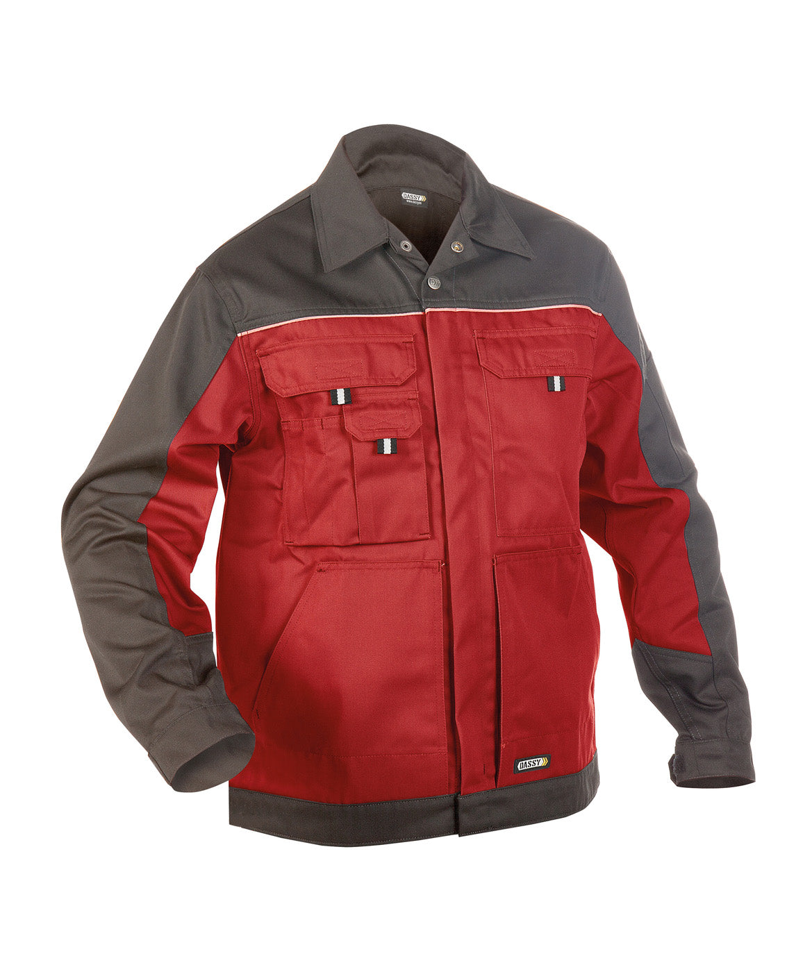 DASSY® Lugano Zweifarbige Arbeitsjacke rot/zementgrau