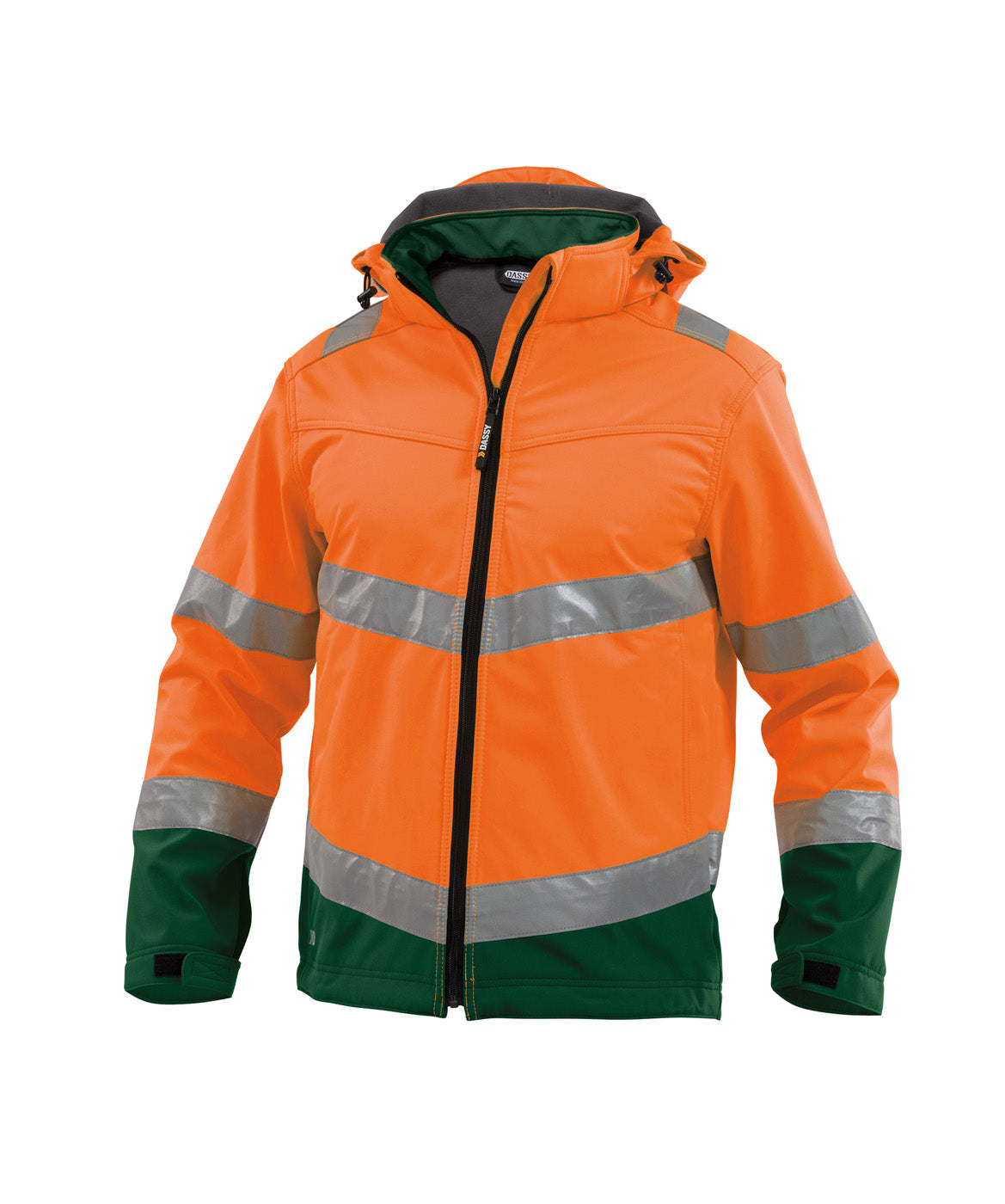 DASSY® Malaga Warnschutz softshell-Jacke neonorange/flaschengrün