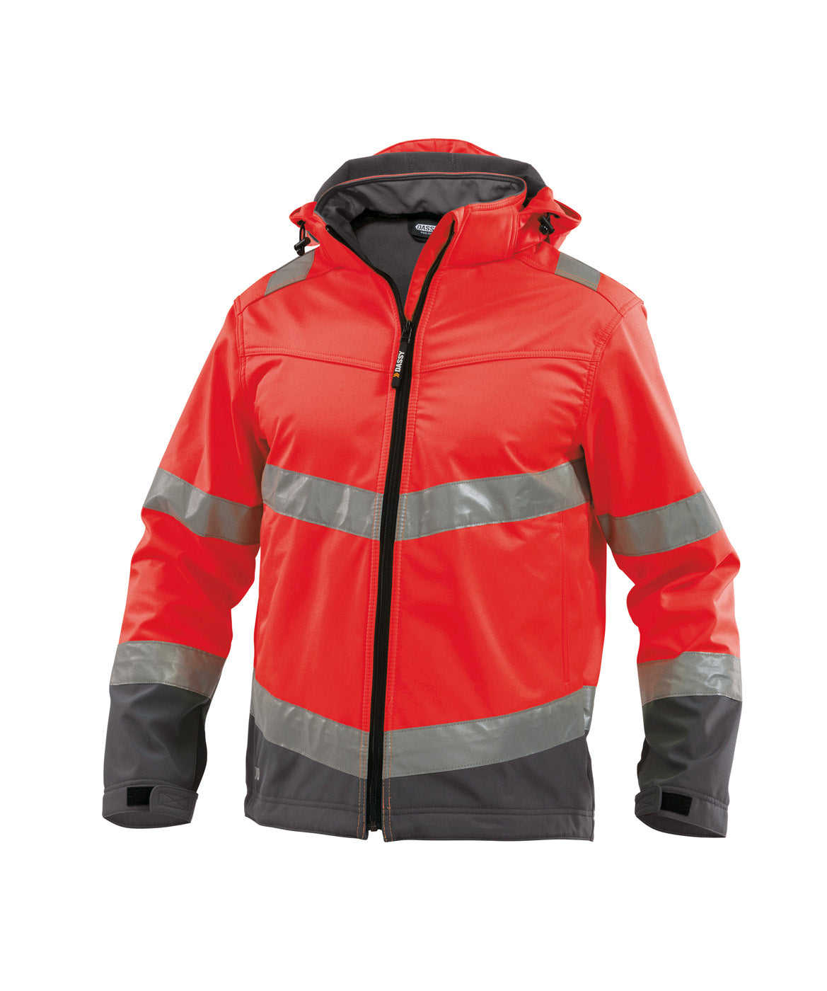DASSY® Malaga Warnschutz softshell-Jacke neonrot/zementgrau