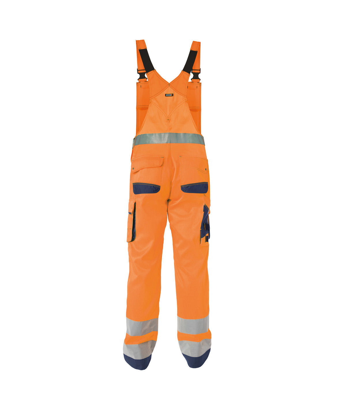 DASSY® Malmedy Warnschutz Latzhose mit Kniepolstertaschen neonorange/dunkelblau