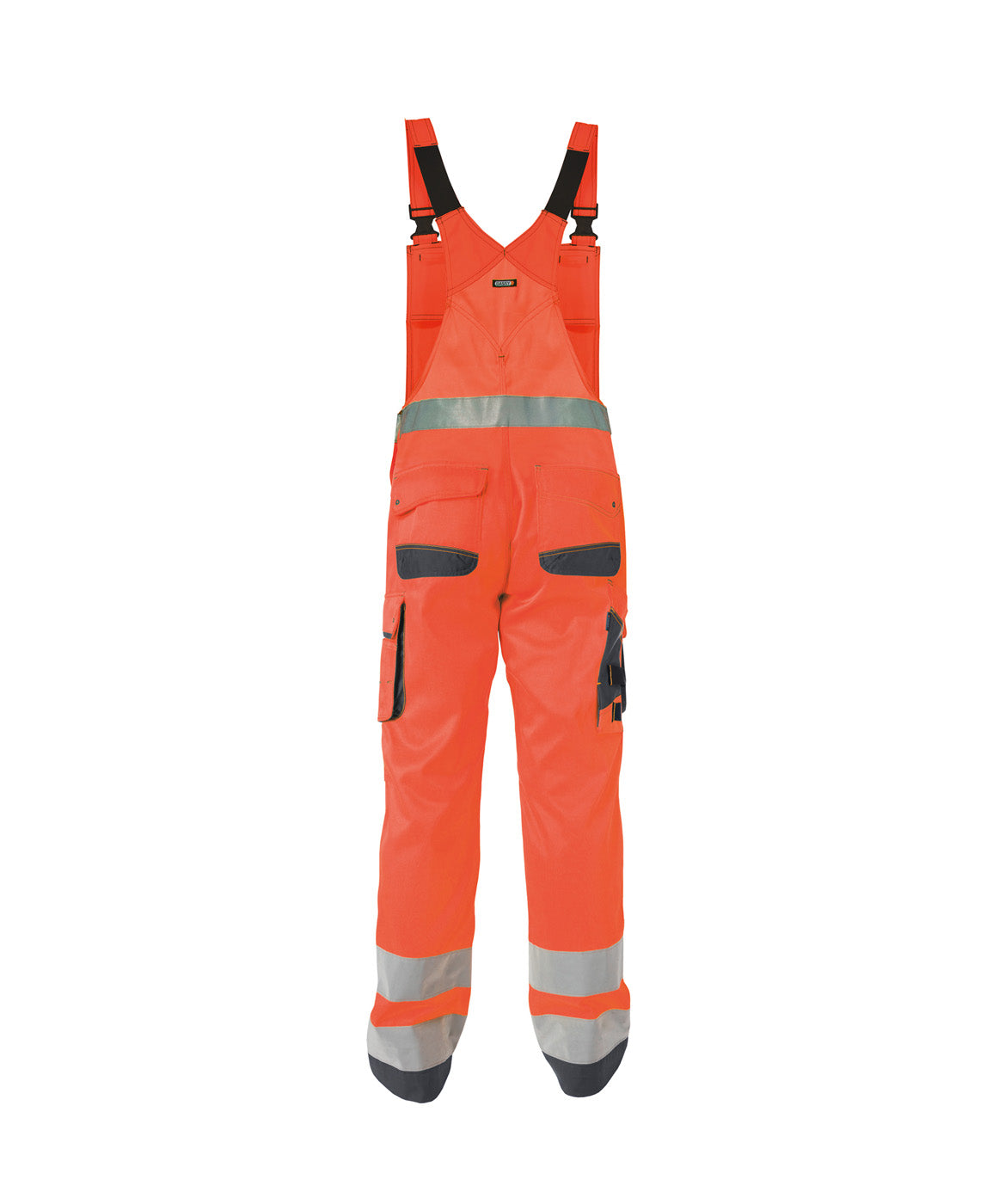 DASSY® Malmedy Warnschutz Latzhose mit Kniepolstertaschen neonrot/zementgrau