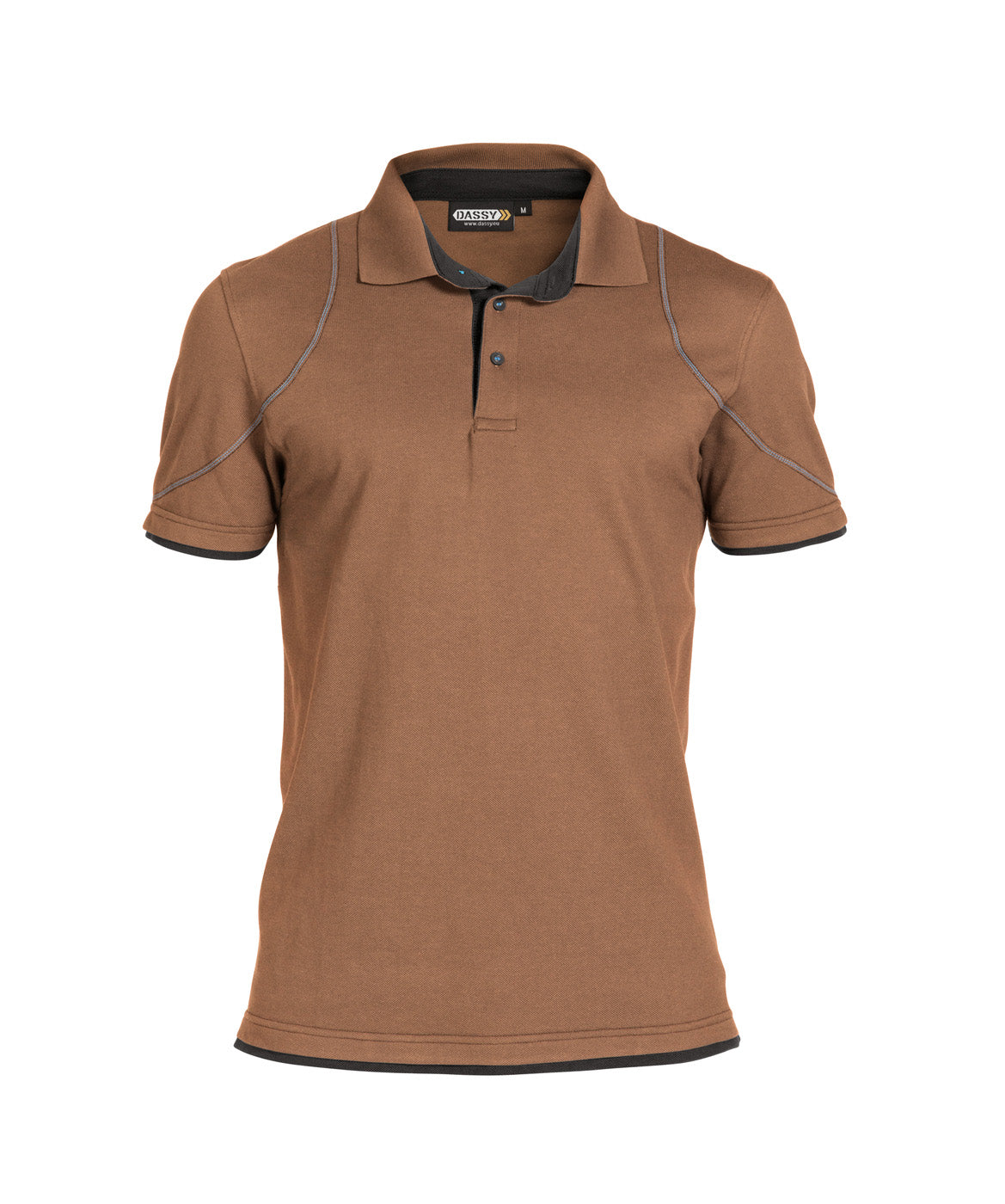 DASSY® Orbital Poloshirt lehmbraun/anthrazitgrau