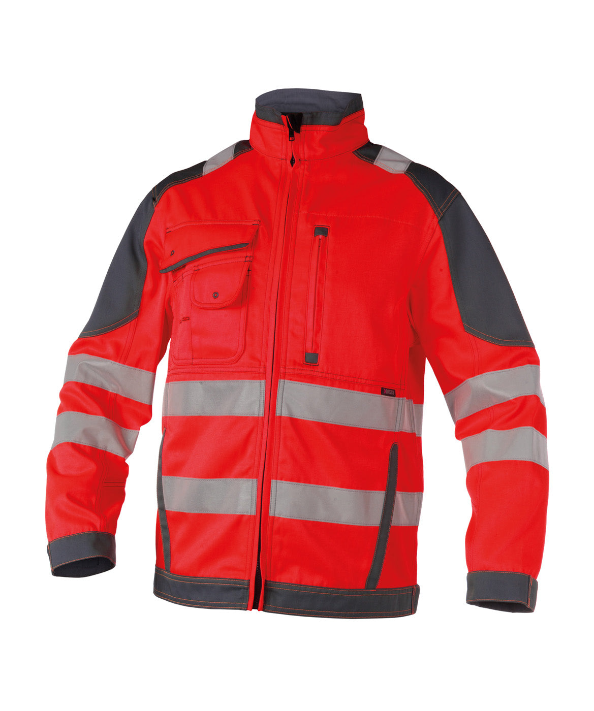 DASSY® Orlando Warnschutz Arbeitsjacke neonrot/zementgrau