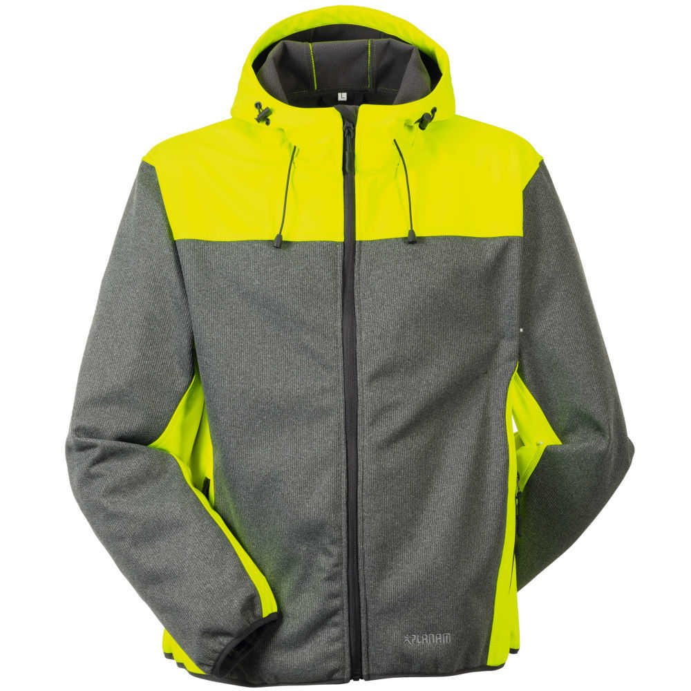 Planam Softshelljacke Kontrast grau-gelb