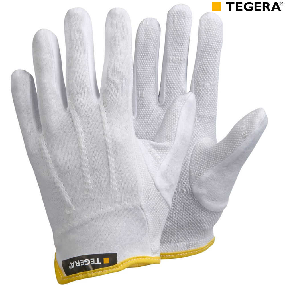 TEGERA 8127 Baumwollhandschuhe weiß mit Noppen