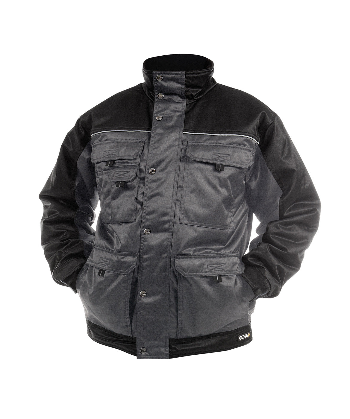 DASSY® Tignes Zweifarbige Beaver Winterjacke zementgrau/schwarz