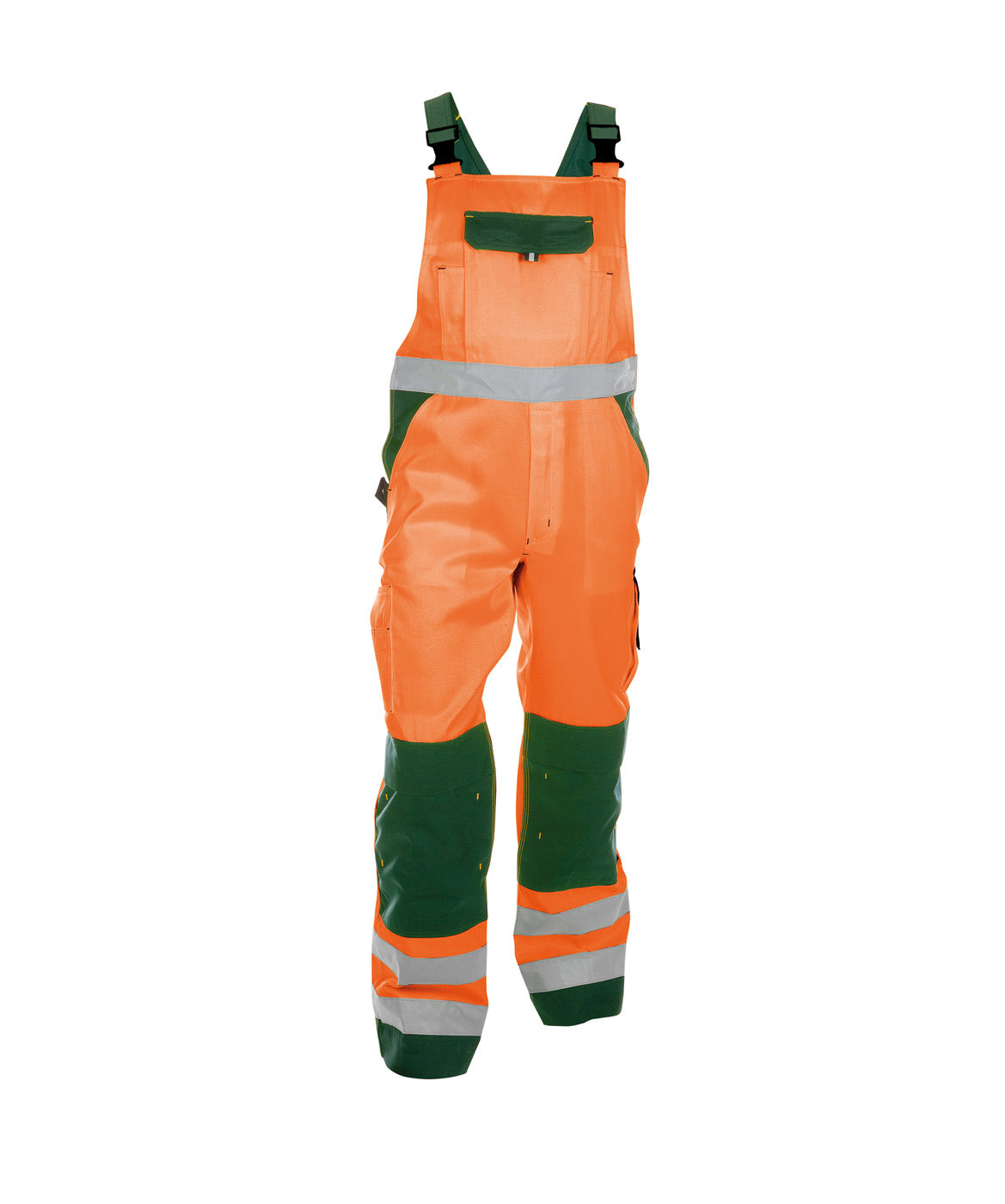 DASSY® Toulouse Warnschutz Latzhose mit Kniepolstertaschen neonorange/flaschengrün