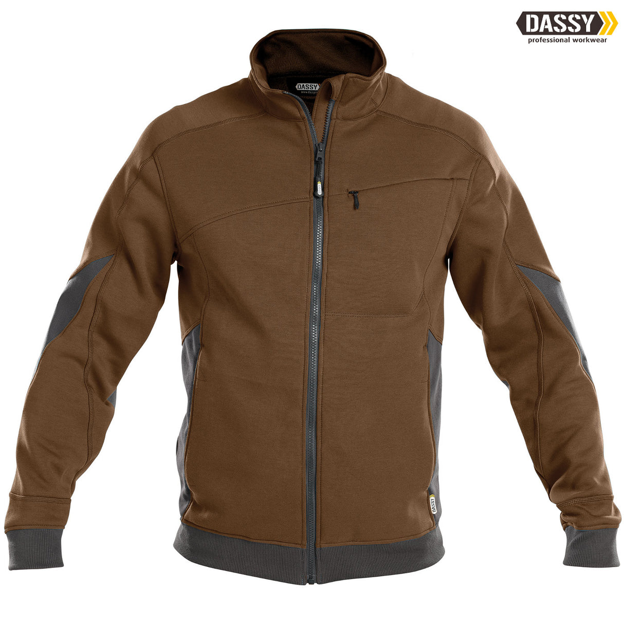 DASSY® Velox Sweatshirt Jacke D-Flex lehmbraun grau