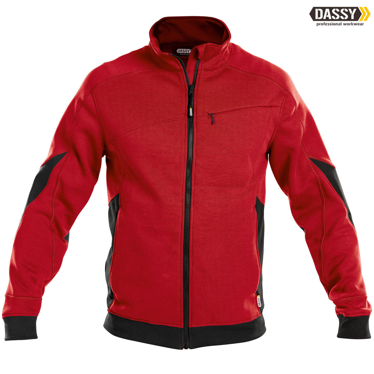 DASSY® Velox Sweatshirt Jacke D-Flex rot schwarz