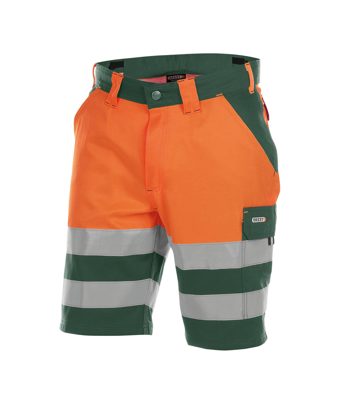 DASSY® Venna Warnschutz Arbeitsshort flaschengrün/neonorange