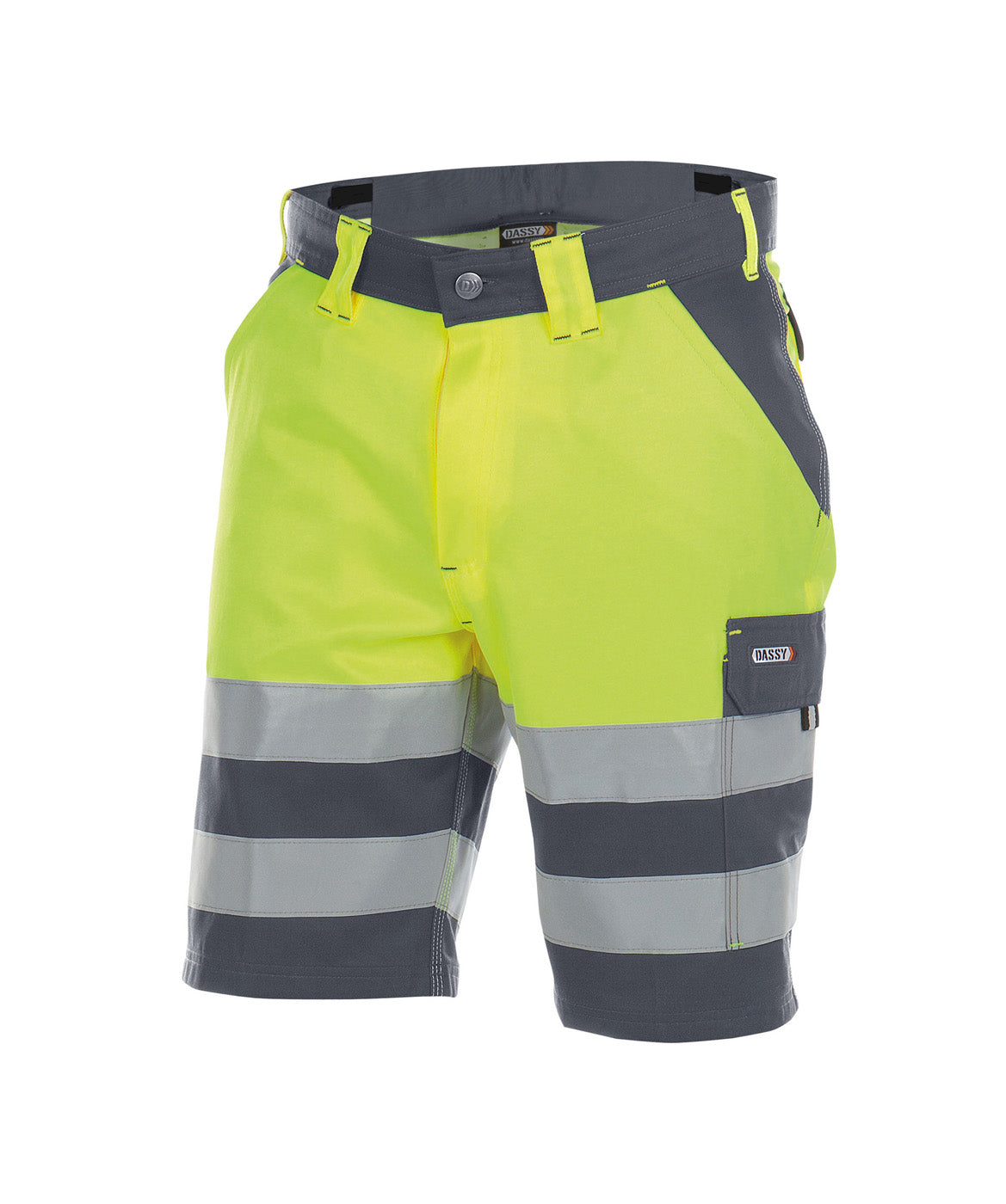 DASSY® Venna Warnschutz Arbeitsshort zementgrau/neongelb