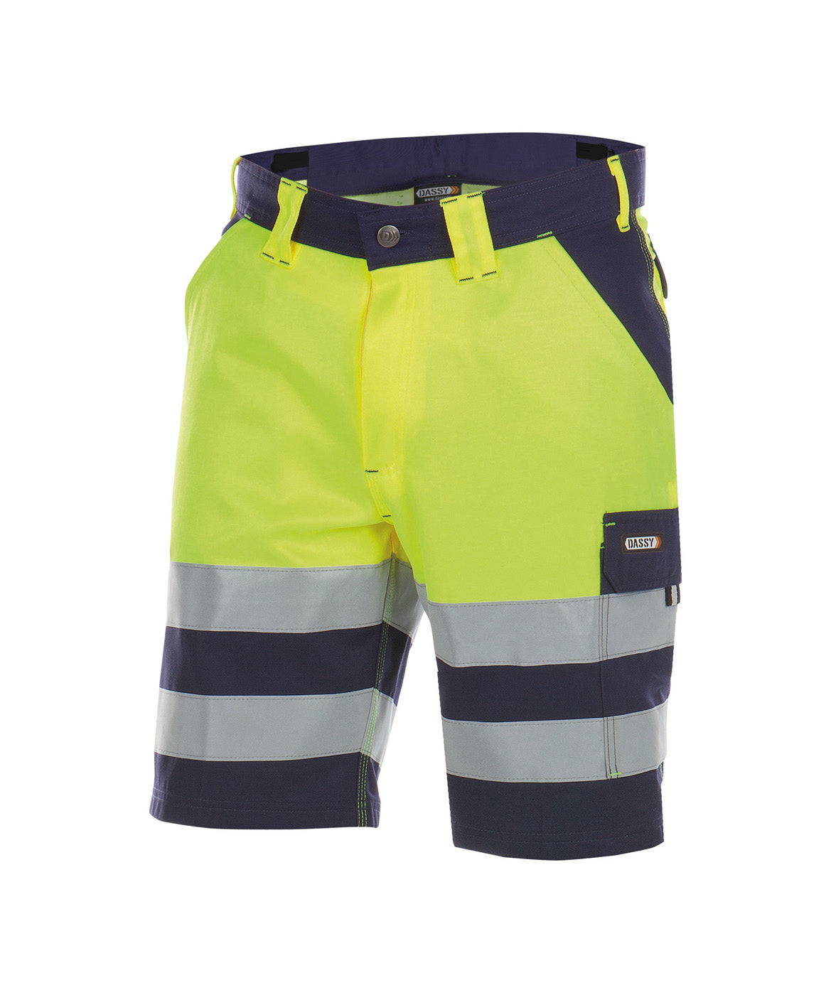 DASSY® Venna Warnschutz Arbeitsshort dunkelblau/neongelb