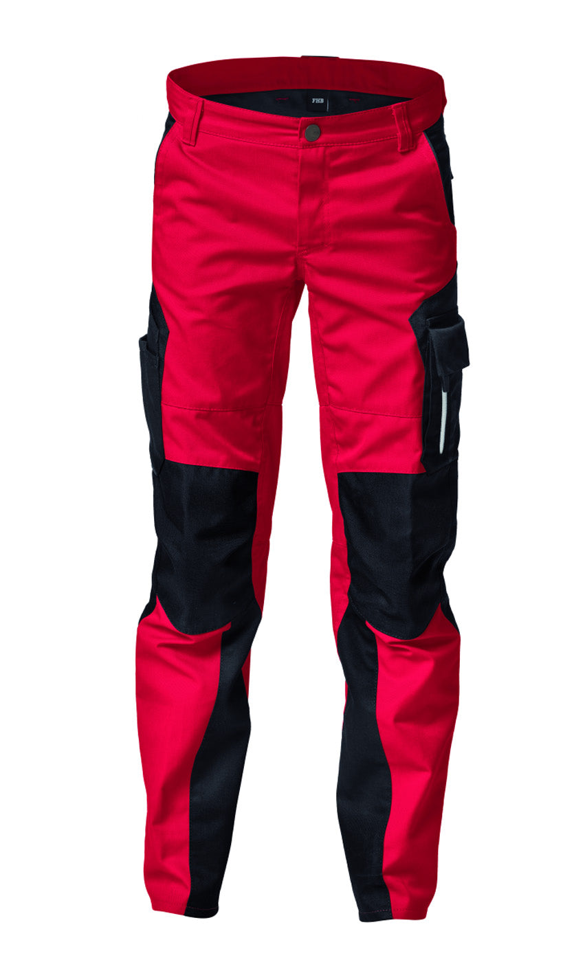 FHB HUGO Arbeitshose Kinder  rot/schwarz