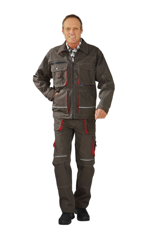 Planam Bundjacke Basalt oliv/rot