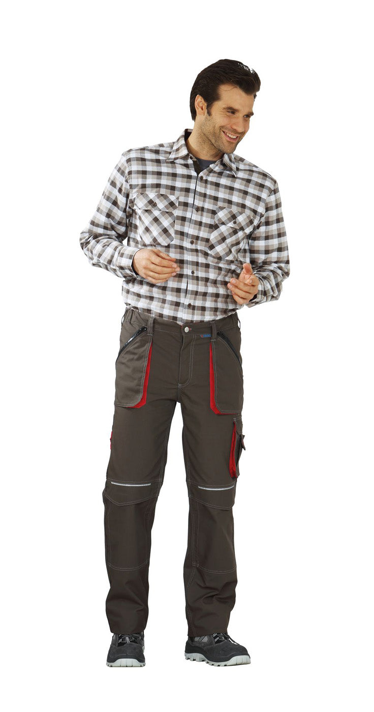 Planam Bundhose Basalt oliv/rot