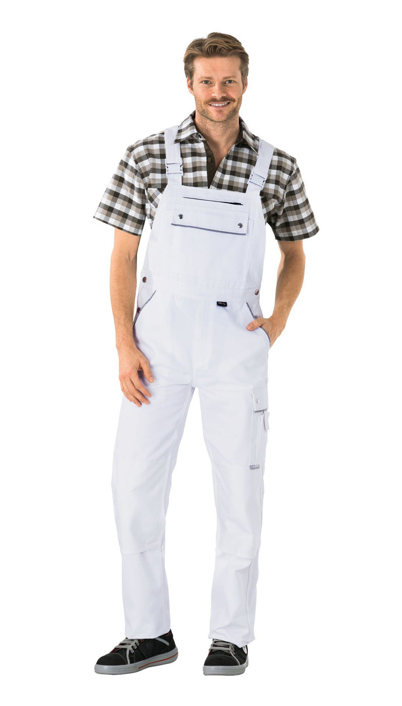 Planam Latzhose Canvas 320 reinweiß/reinweiß