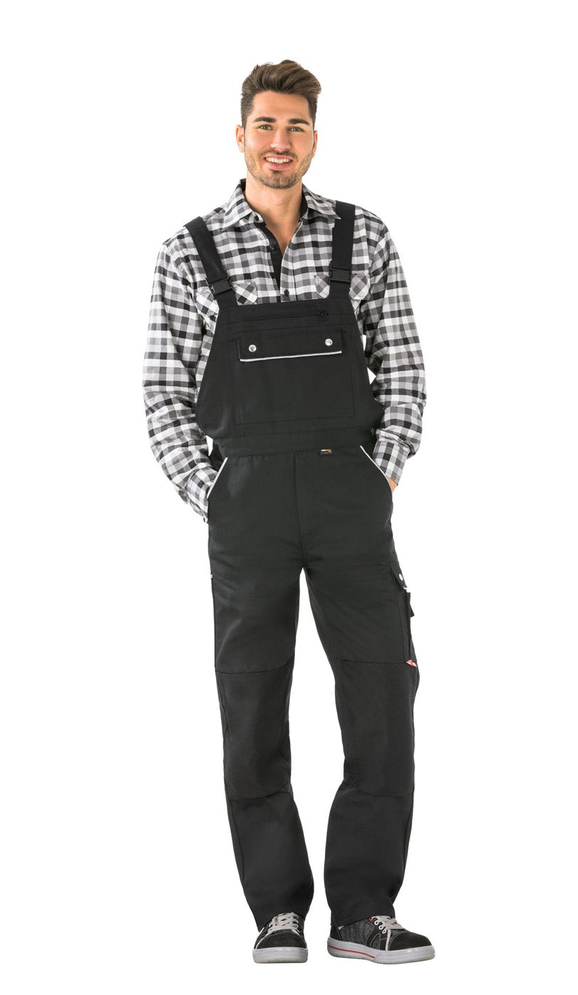 Planam Latzhose Canvas 320 schwarz/schwarz