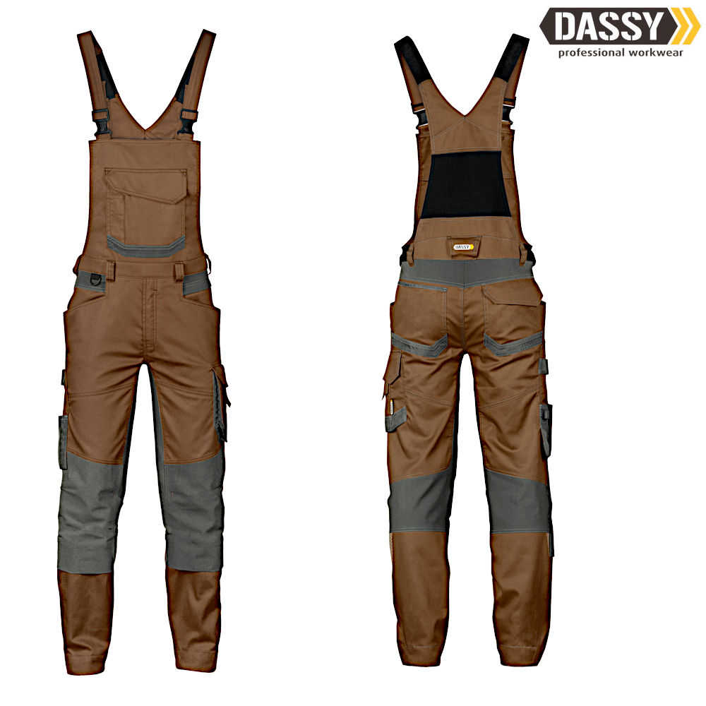 DASSY Tronix Latzhose Stretch lehmbraun anthrazitgrau
