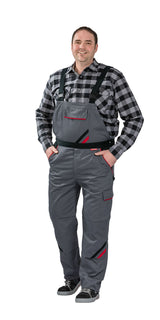 Planam Latzhose Highline schiefer/schwarz/rot