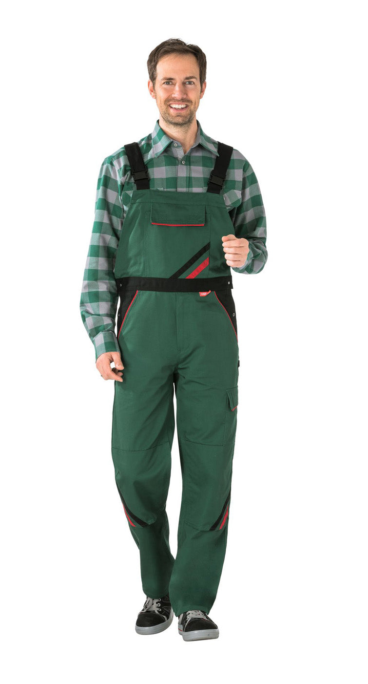 Planam Latzhose Highline grün/schwarz/rot