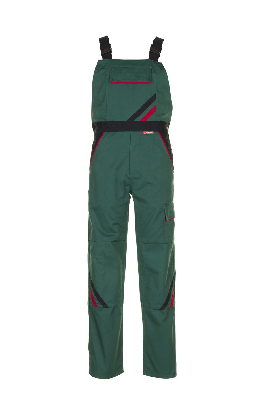 Planam Latzhose Highline grün/schwarz/rot