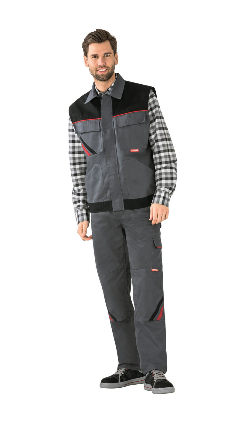 Planam Weste Highline schiefer/schwarz/rot