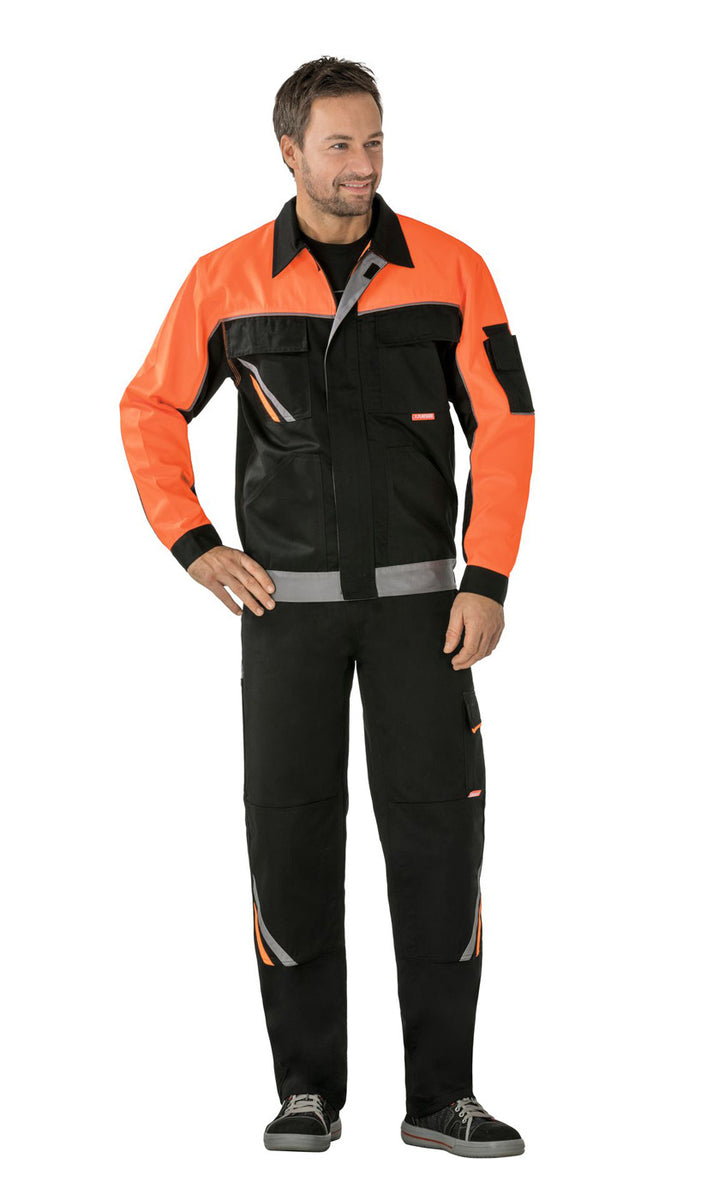 Chaqueta De Trabajo Planam Visline V1 - Talla 44, Negro/Naranja/Zinc, Con Bolsillos Y Reflectante