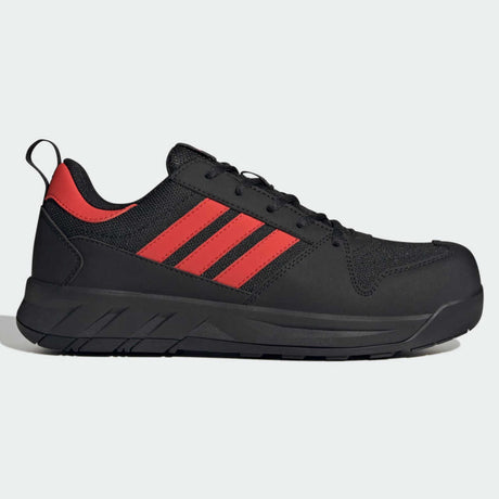 adidas MOTIX Low S1PS Sicherheitsschuhe in Black/Red – Seitenansicht mit den drei adidas-Streifen
