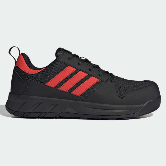 adidas MOTIX Low S1PS Sicherheitsschuhe in Black/Red – Seitenansicht mit den drei adidas-Streifen