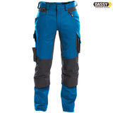 DASSY® Dynax Bundhose Stretch Kniepolstertaschen D-Flex azurblau grau