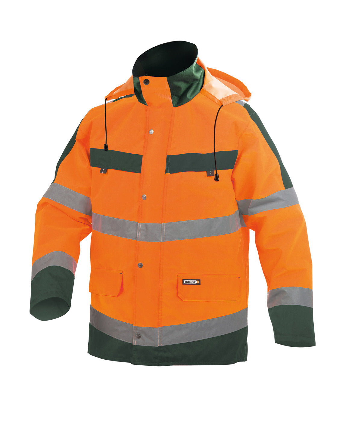 DASSY® Atlantis Warnschutz Regen- Parka neonorange/flaschengrün