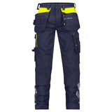 Dassy Shanghai Arbeitshose mit Holstertaschen und Stretch nachtblau-neongelb