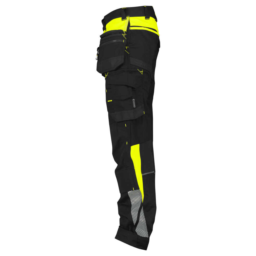Dassy Shanghai Arbeitshose mit Holstertaschen und Stretch schwarz-neongelb