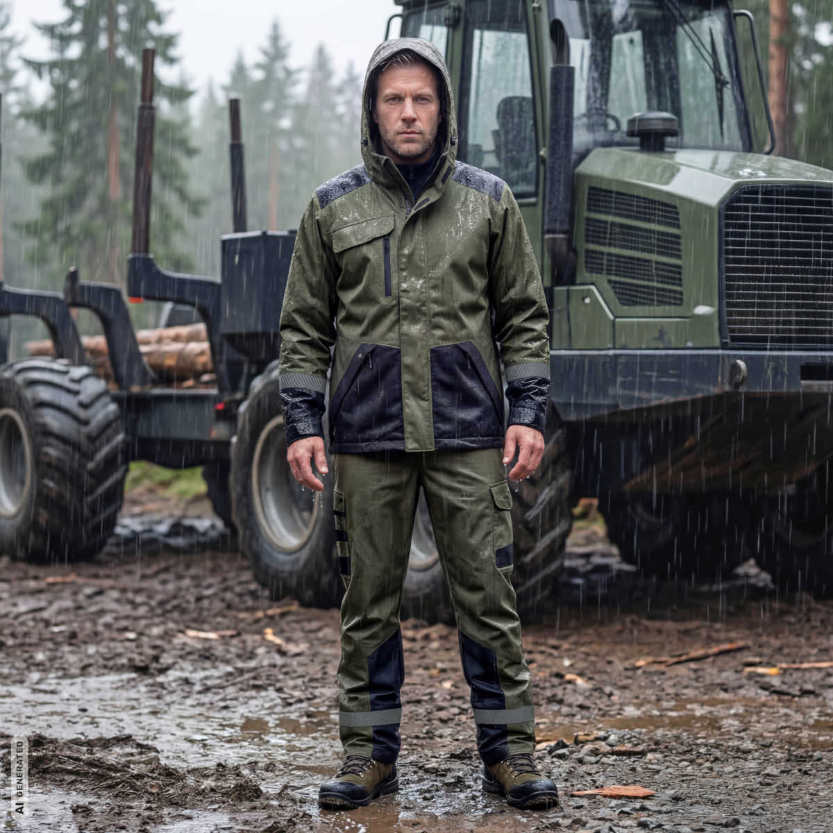 ELKA Working Xtreme 186002 wasserdichte Arbeitsjacke Olive Schwarz