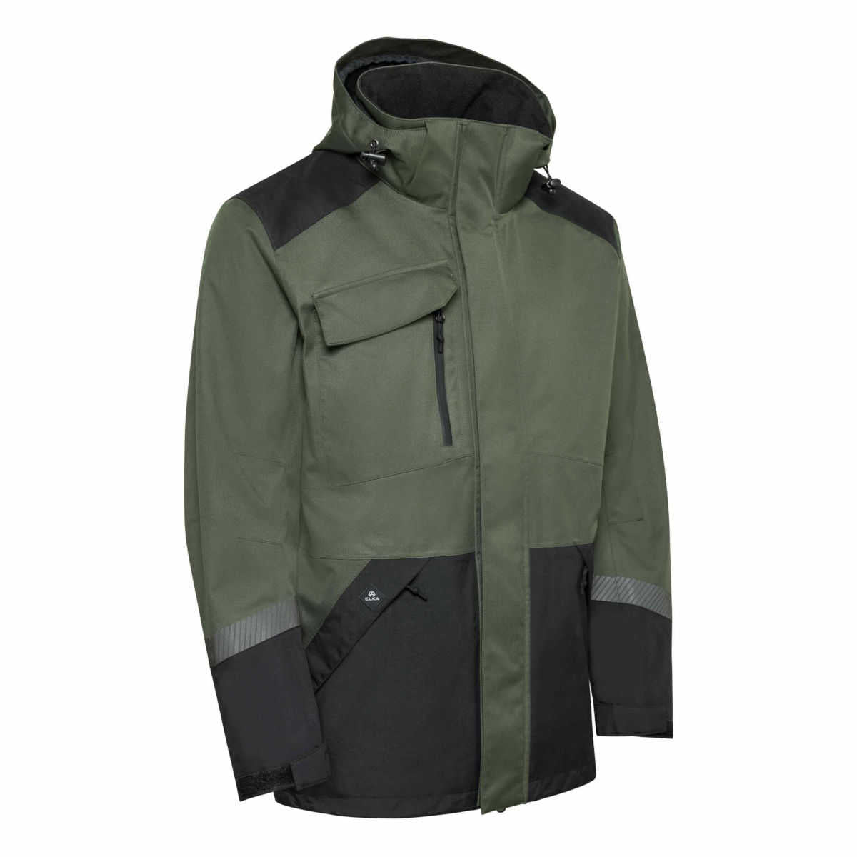 ELKA Working Xtreme Heavy Duty Regenjacke Olive Schwarz Vorderansicht