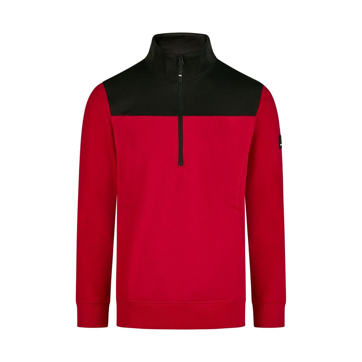 FHB ROB 821120 Zip-Sweatshirt Rot-Schwarz – Vorderansicht