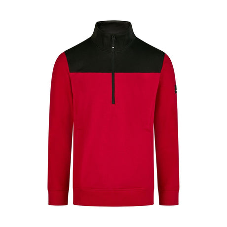 FHB ROB 821120 Zip-Sweatshirt Rot-Schwarz – Vorderansicht