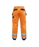 DASSY® Glasgow Warnschutz Multitaschen-Bundhose mit Kniepolstertaschen neonorange/dunkelblau