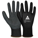 Hase SuperFlex Black Montagehandschuhe, 13 Gauge Polyester mit Latex-Beschichtung