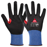 Turin Flex Cut F Schnittschutzhandschuh von Hase – blau/schwarz, Level F mit Tungsten-/HPPE-Fasern