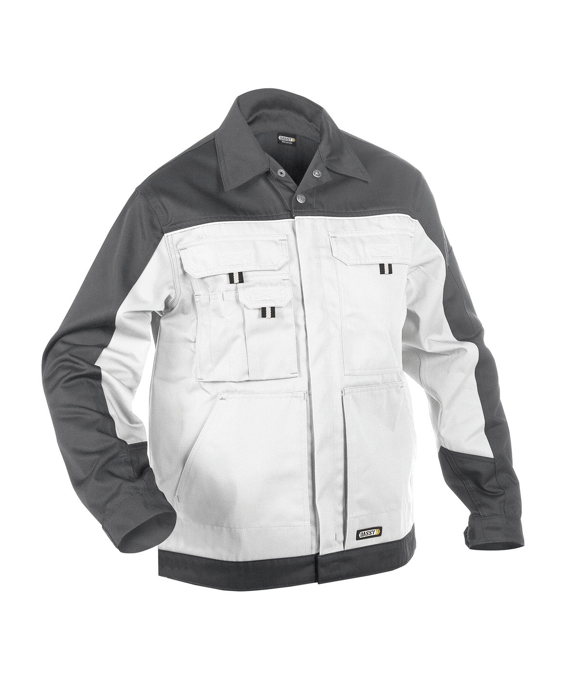 DASSY® Lugano Zweifarbige Arbeitsjacke weiß/zementgrau