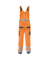 DASSY® Malmedy Warnschutz Latzhose mit Kniepolstertaschen neonorange/dunkelblau