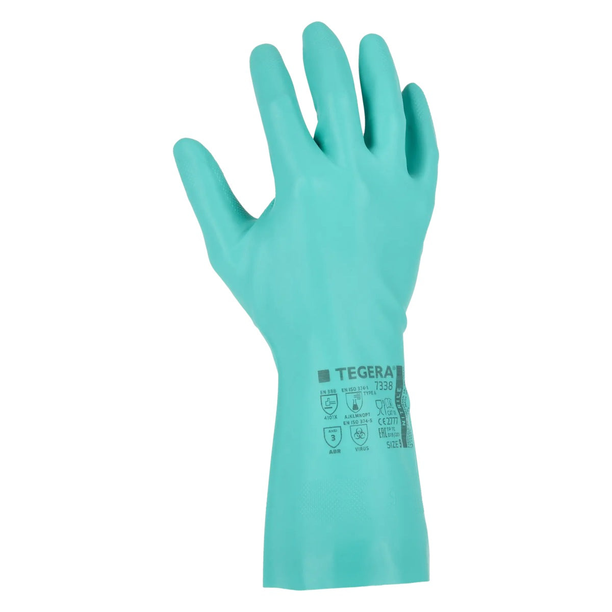 TEGERA Chemforce 7338 Nitril-Chemikalienschutzhandschuhe grün – Seitenansicht