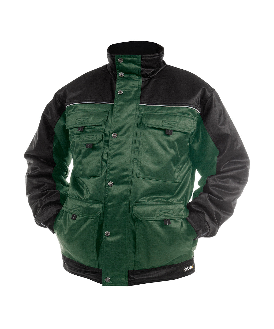 DASSY® Tignes Zweifarbige Beaver Winterjacke flaschengrün/schwarz