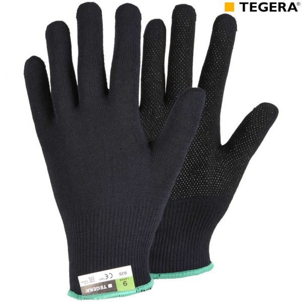 TEGERA 925 Stoffhandschuhe schwarz mit Noppen