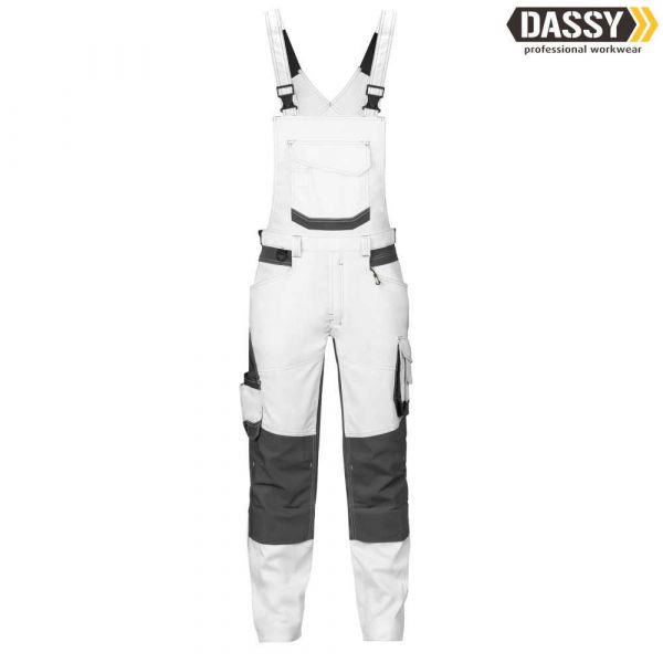 DASSY Tronix Painters Malerlatzhose mit Stretch und Kniepolstertaschen weiß-grau