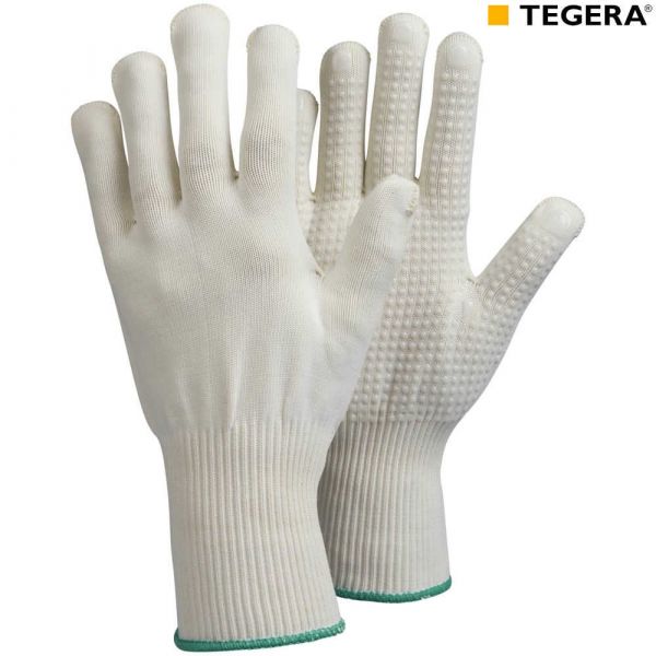 TEGERA 319 Stoffhandschuhe weiß mit Noppen